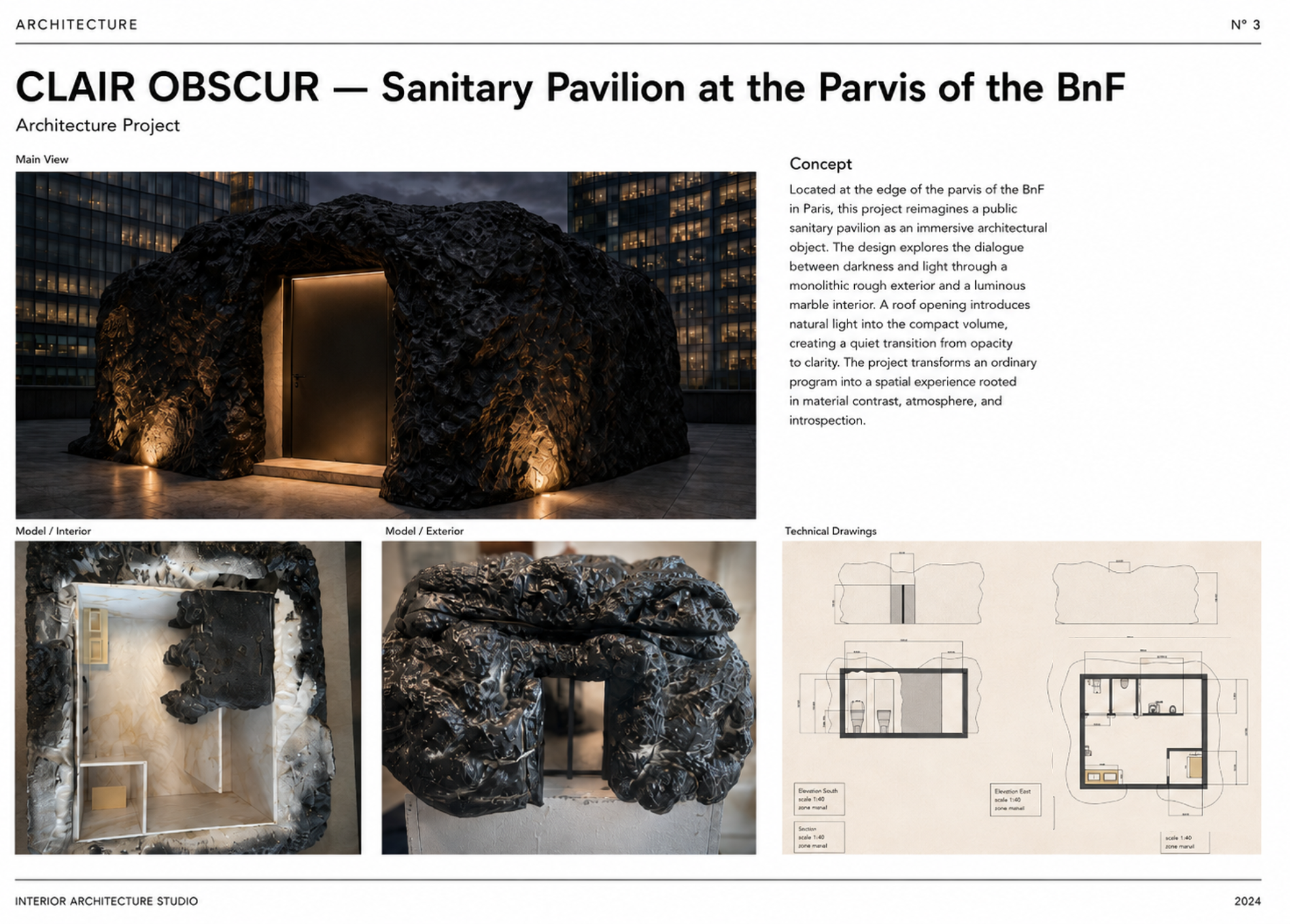 Clair Obscur, Sanitary Pavilion at the Parvis of the BnF
